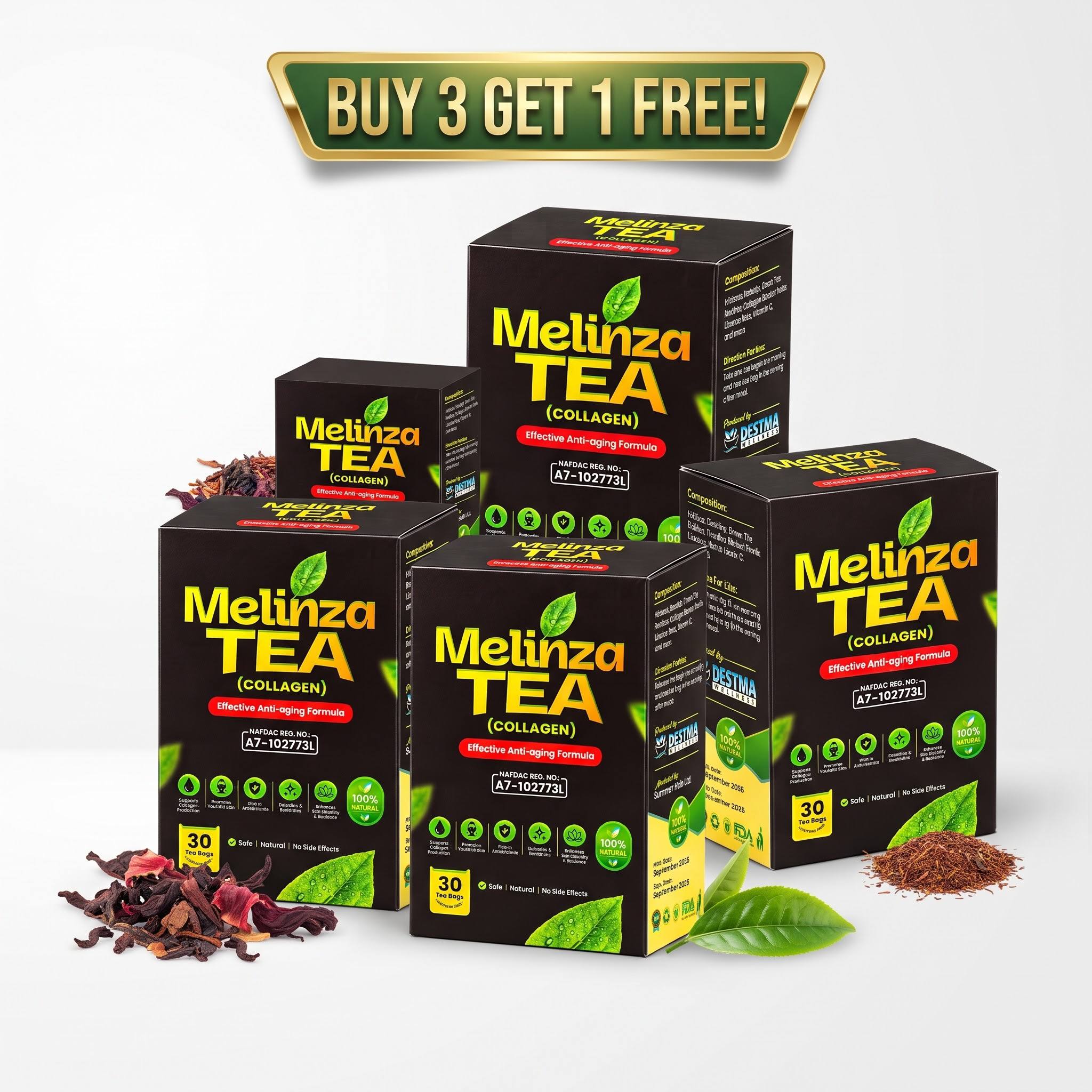 Melinza Wrinkles Herbal Tea buy 3 get 1 free